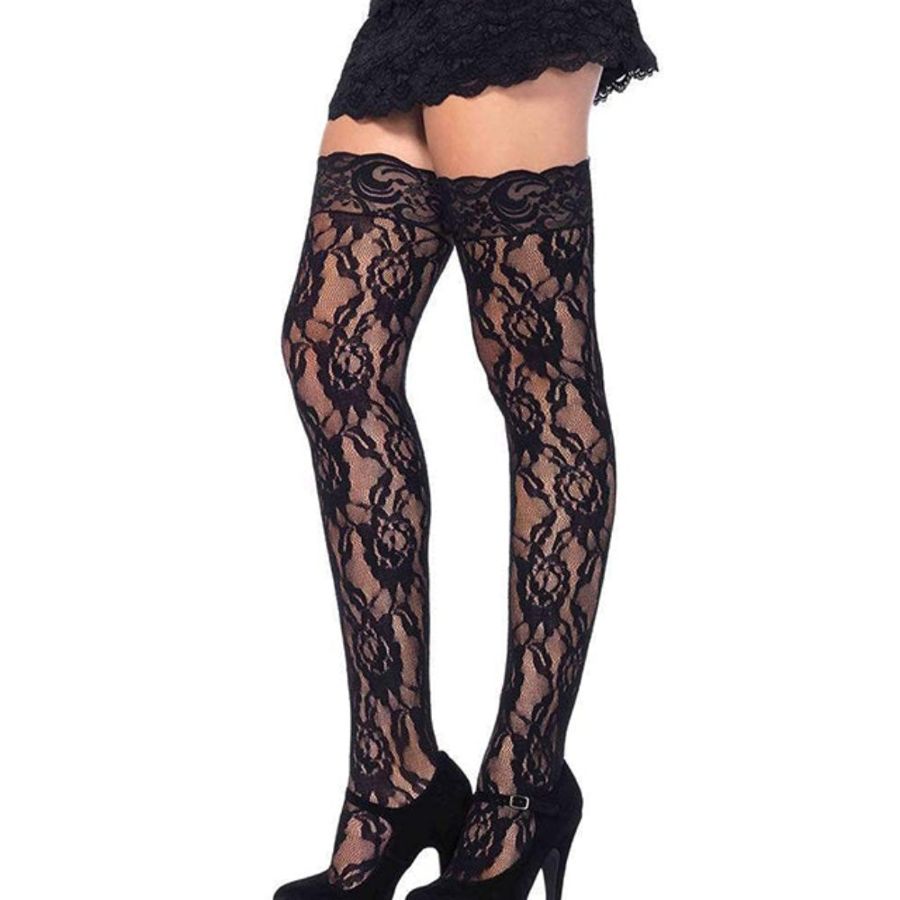 Rose Lace Thigh Highs w/ lace top 2