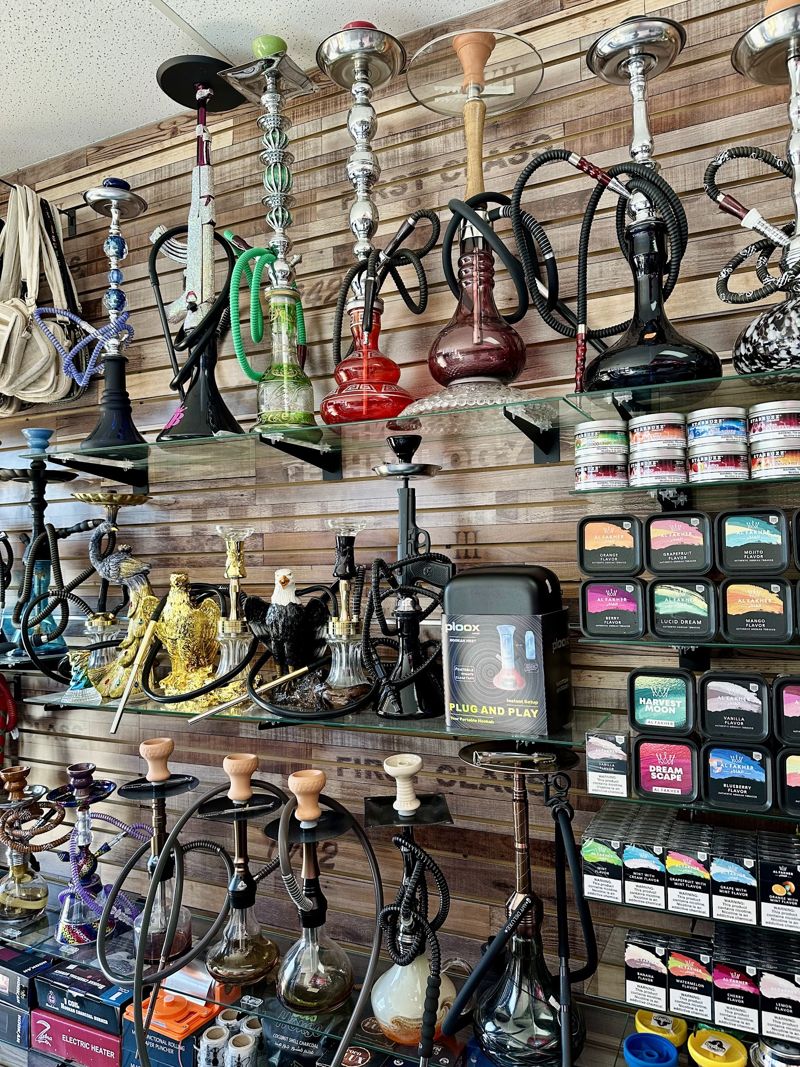 Hookah display at Spark & Smoke in Wylie, TX
