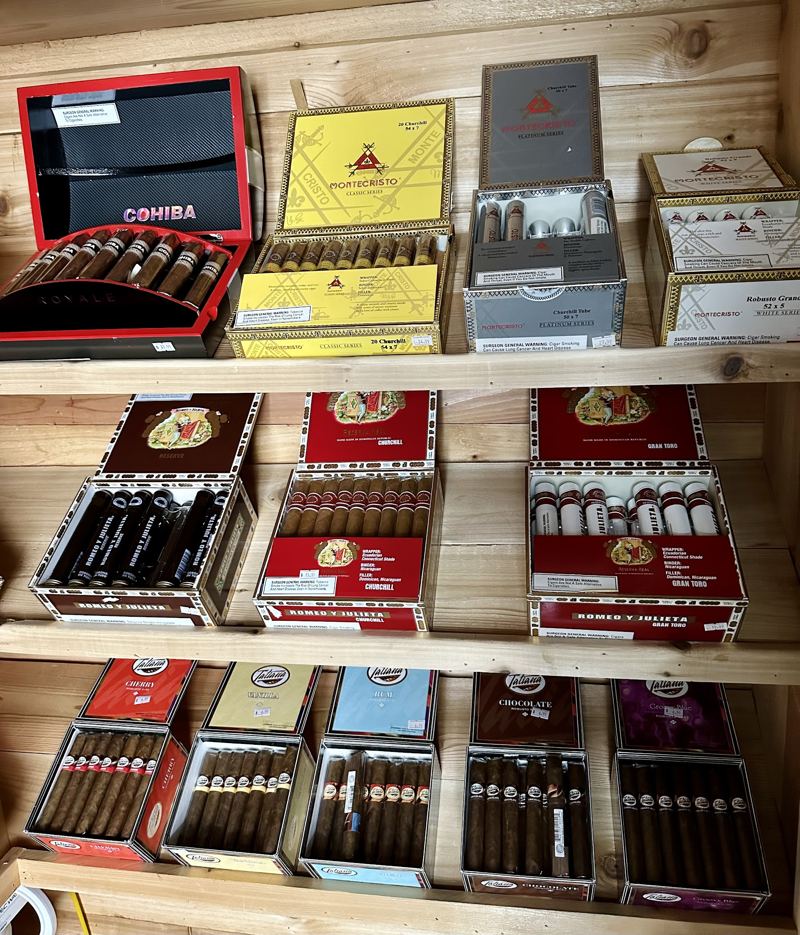 Cigars display at Spark & Smoke, Wylie